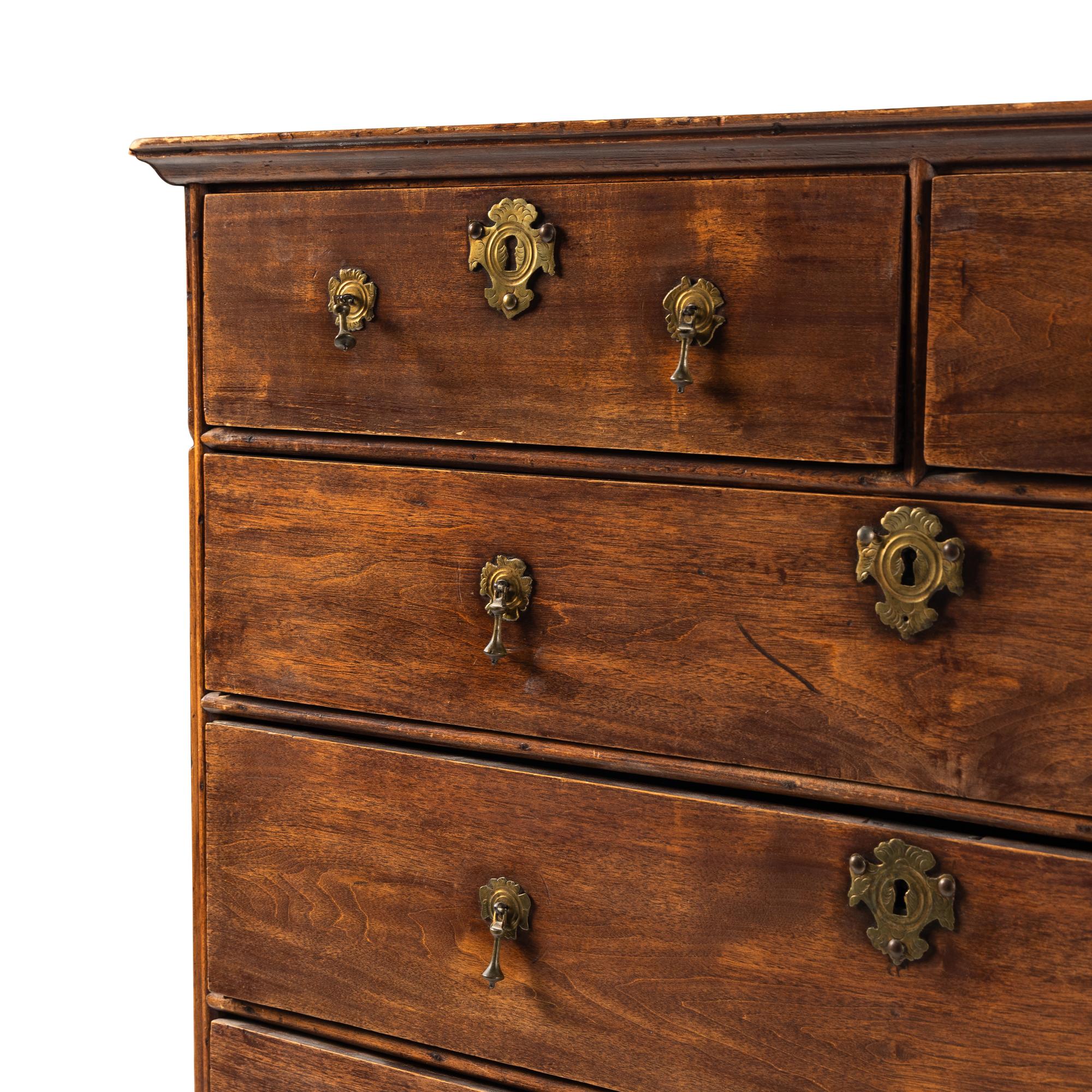 A William and Mary Maple and Pine High Chest of Drawers
