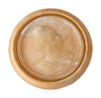 An Italian Carved Onyx Portrait Plaque in a Sienna Marble Frame