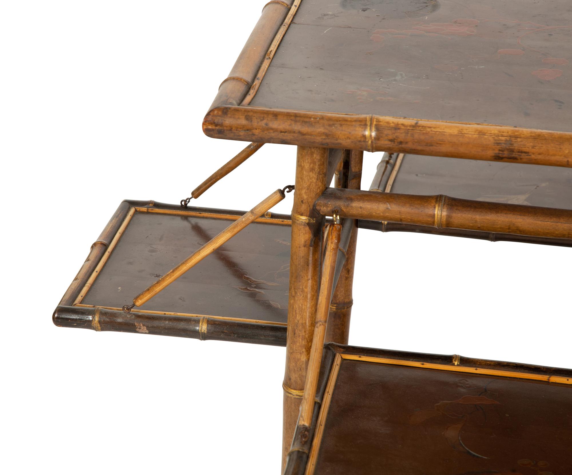 A Victorian Style Lacquer and Bamboo Side Table