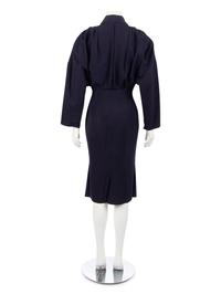 Two Thierry Mugler Dresses; One Blue with Rope Detail Dress, One Black Polka Dot Dress, 1980-90s