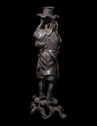 A Japanese Bronze Figural-Form Candle Holder
