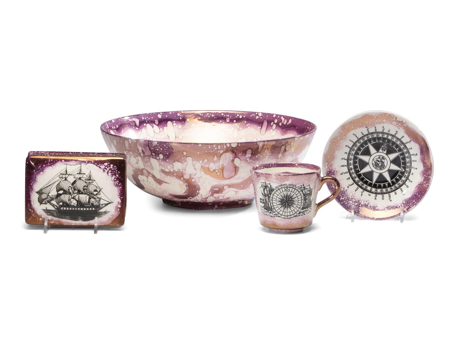 Four Sunderland Luster Nautical Table Articles