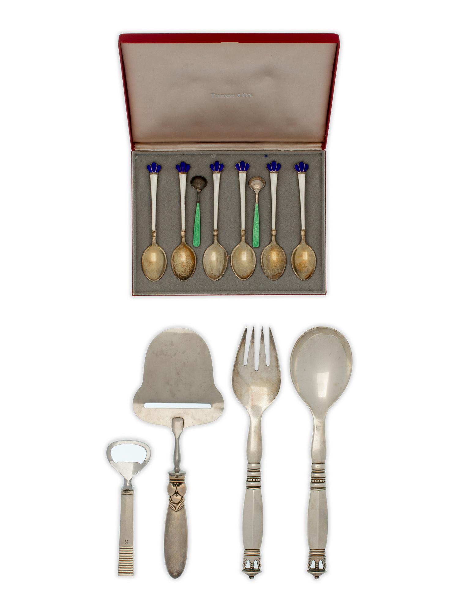 A Group of Danish Silver Flatware Articles