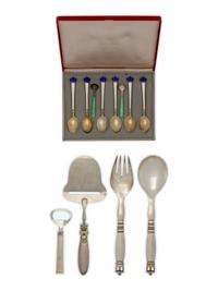 A Group of Danish Silver Flatware Articles