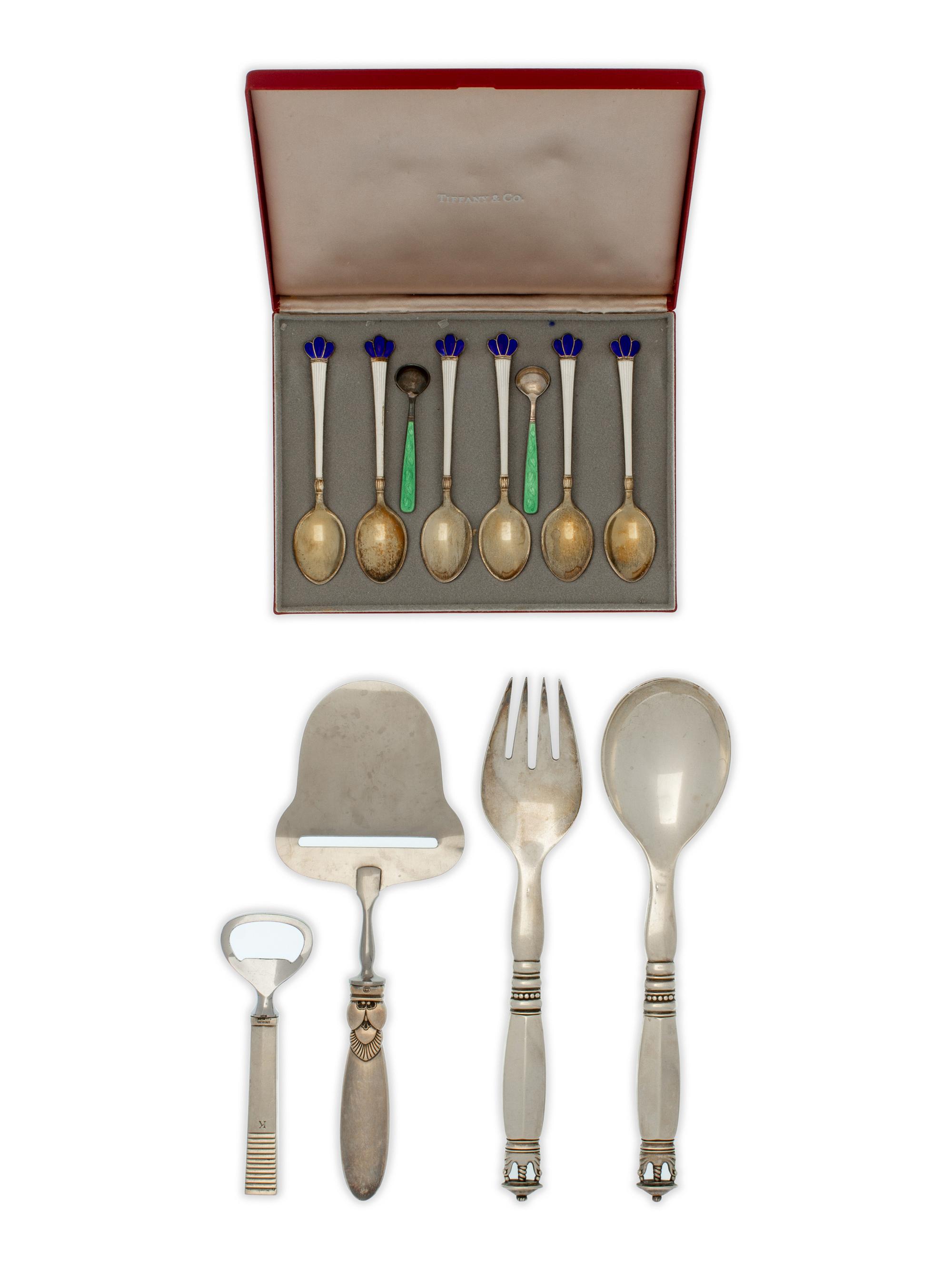 A Group of Danish Silver Flatware Articles