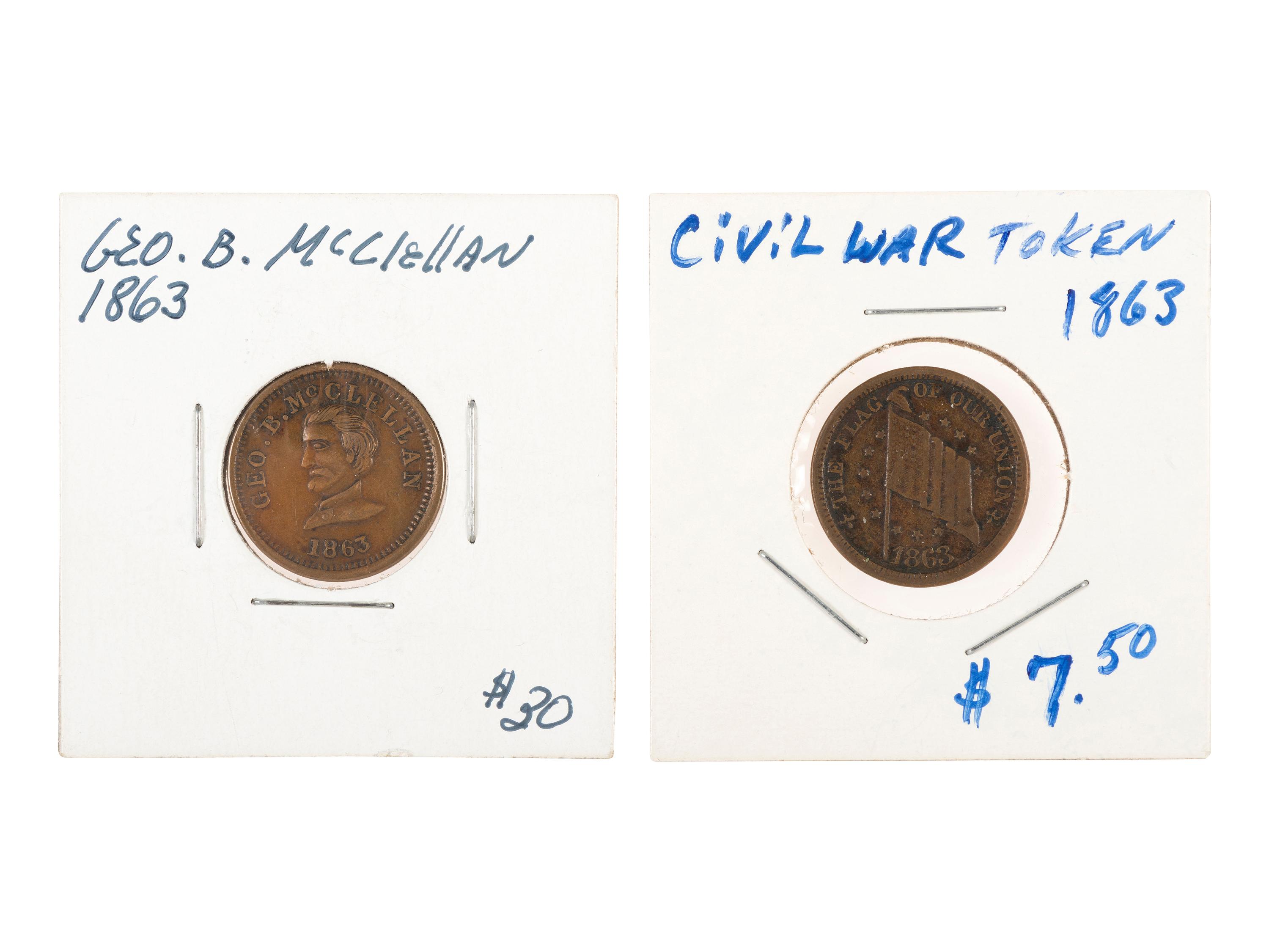 [LINCOLN, Abraham. - CIVIL WAR]. "1861" Lincoln Civil War soldier's identification disc, plus.