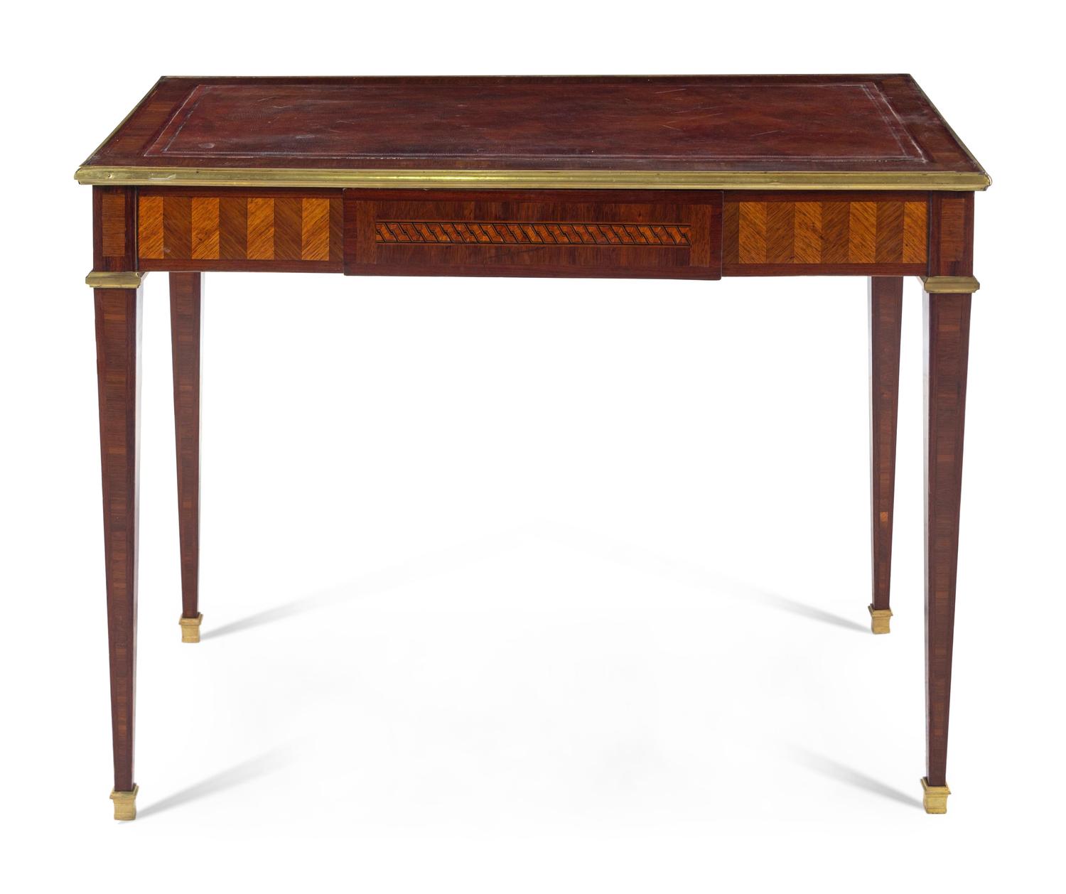 A Louis XVI Style Parquetry Bureau Plat