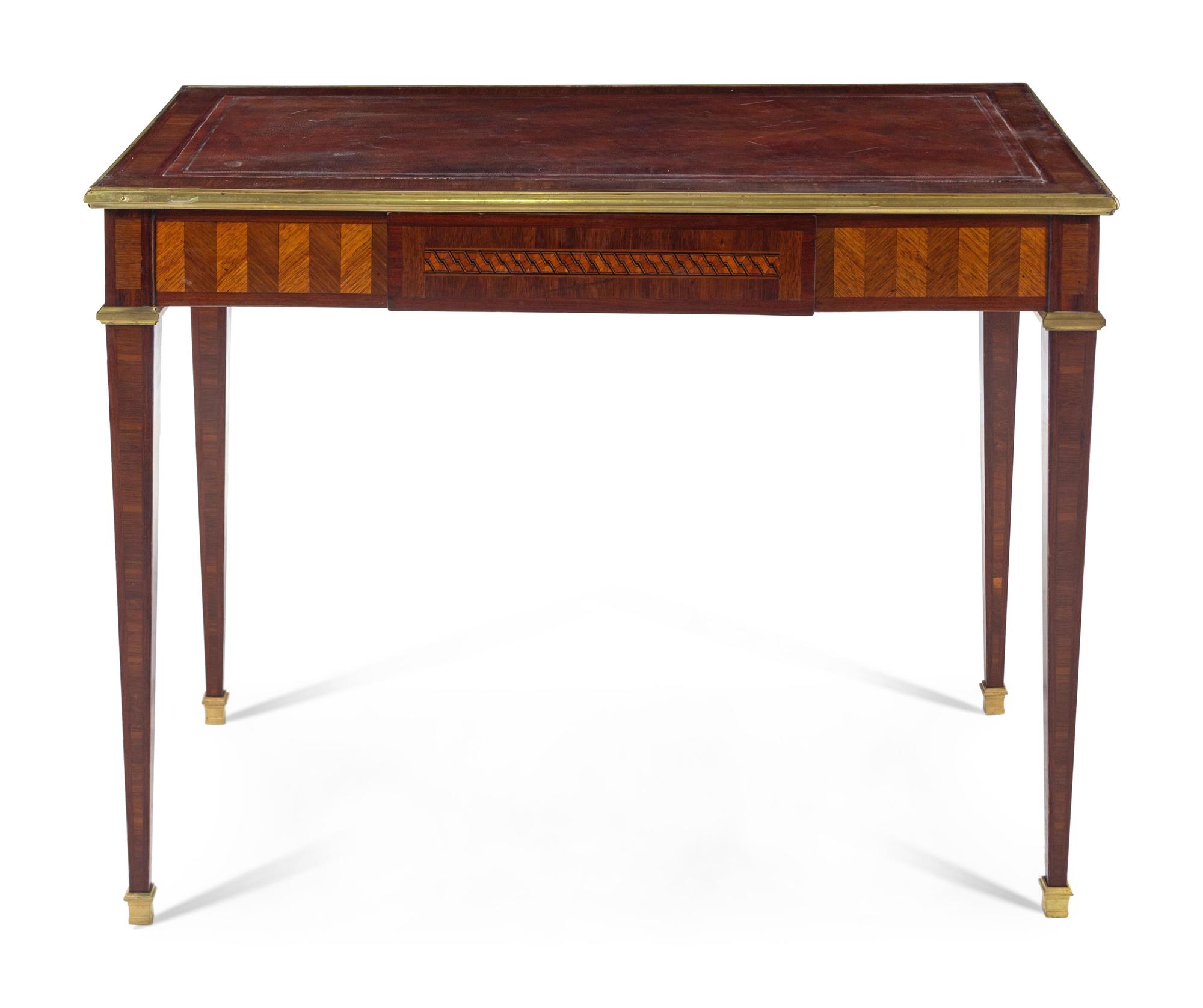 A Louis XVI Style Parquetry Bureau Plat