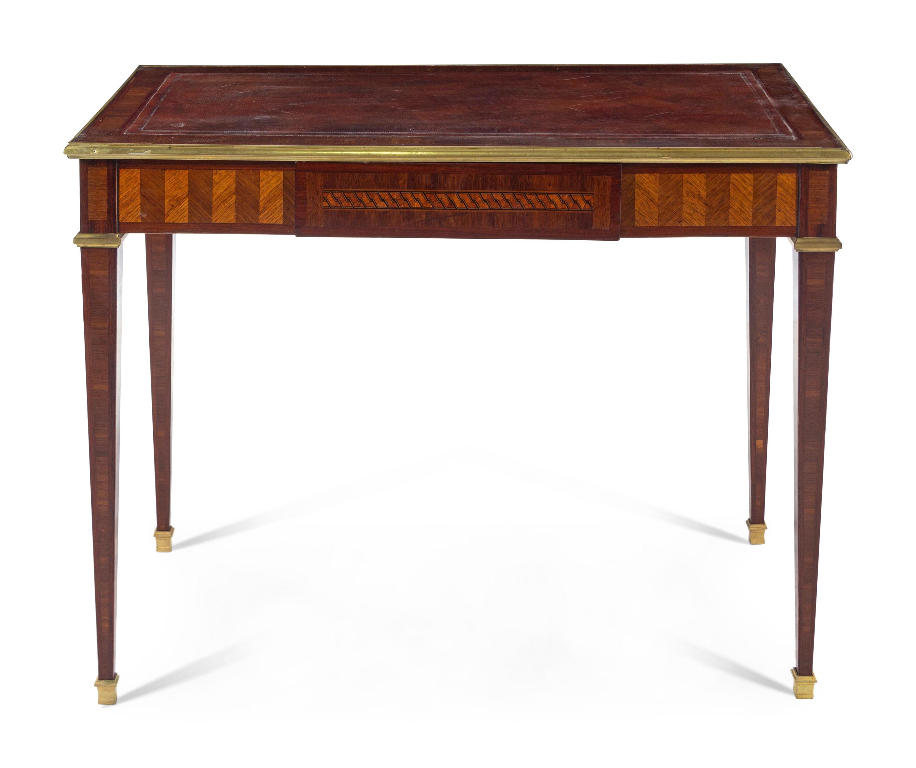 A Louis XVI Style Parquetry Bureau Plat