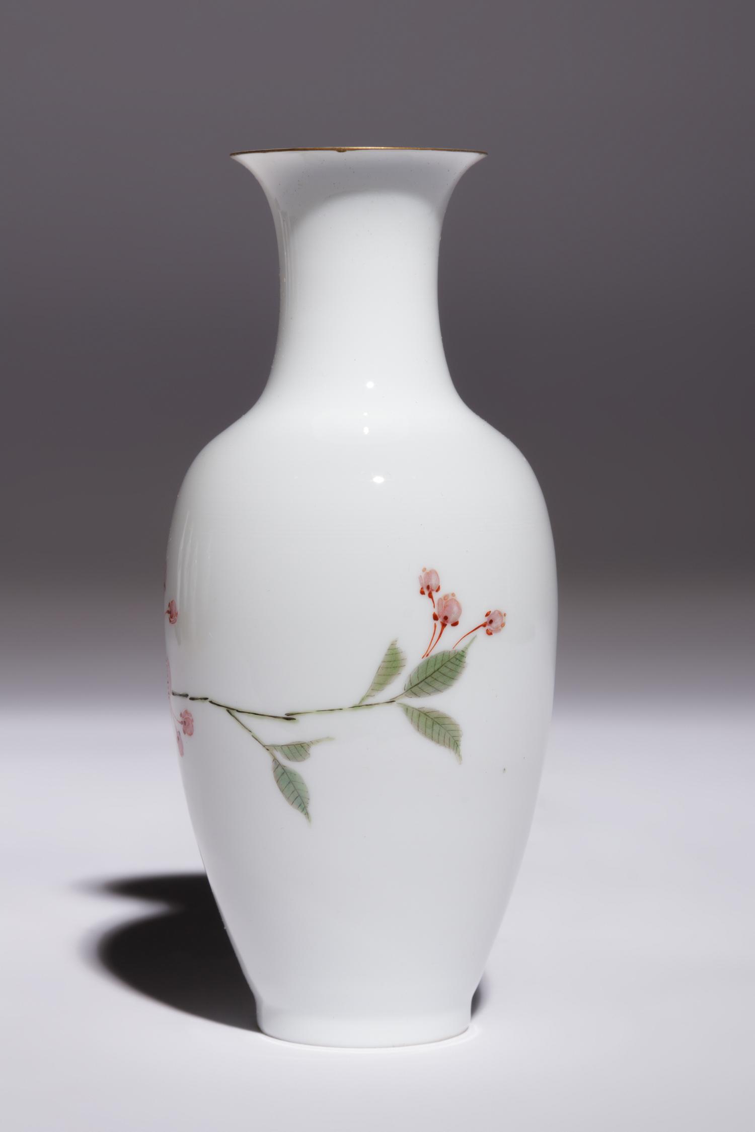 Five Famille Rose Eggshell Porcelain 'Birds' Vases
