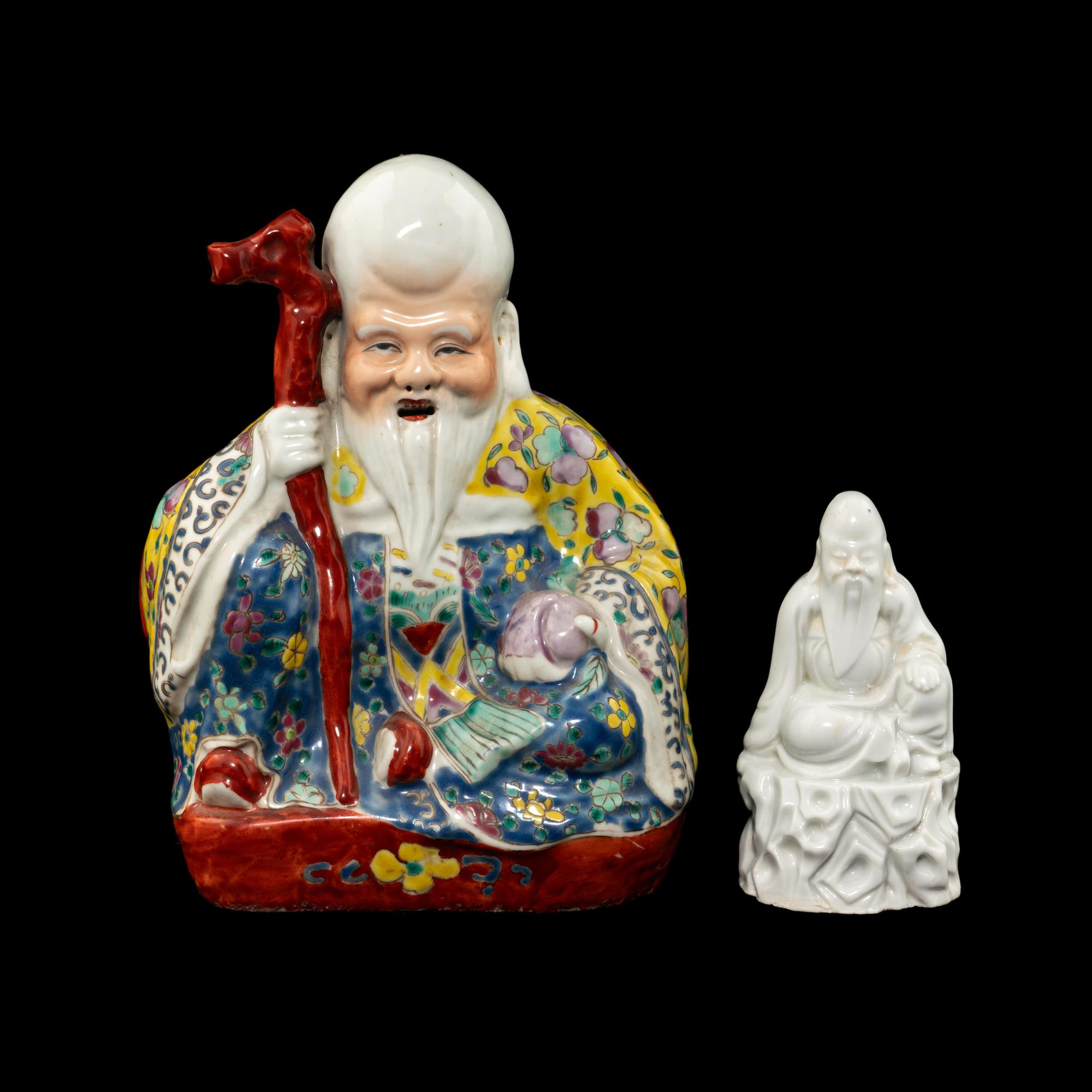 Two Chinese Porcelain Figures of Immortal of Longevity, Shoulao