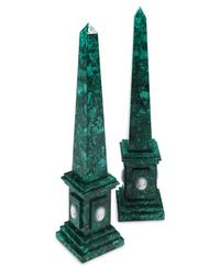 A Pair of Large Malachite Obelisks