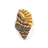 COLORED DIAMOND AND MOTHER-OF-PEARL SHELL RING