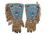 Plateau Beaded Hide Gauntlets, with Butterflies