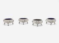 A set of four Victorian sterling silver salt cellars, John Evans II, London, 1845