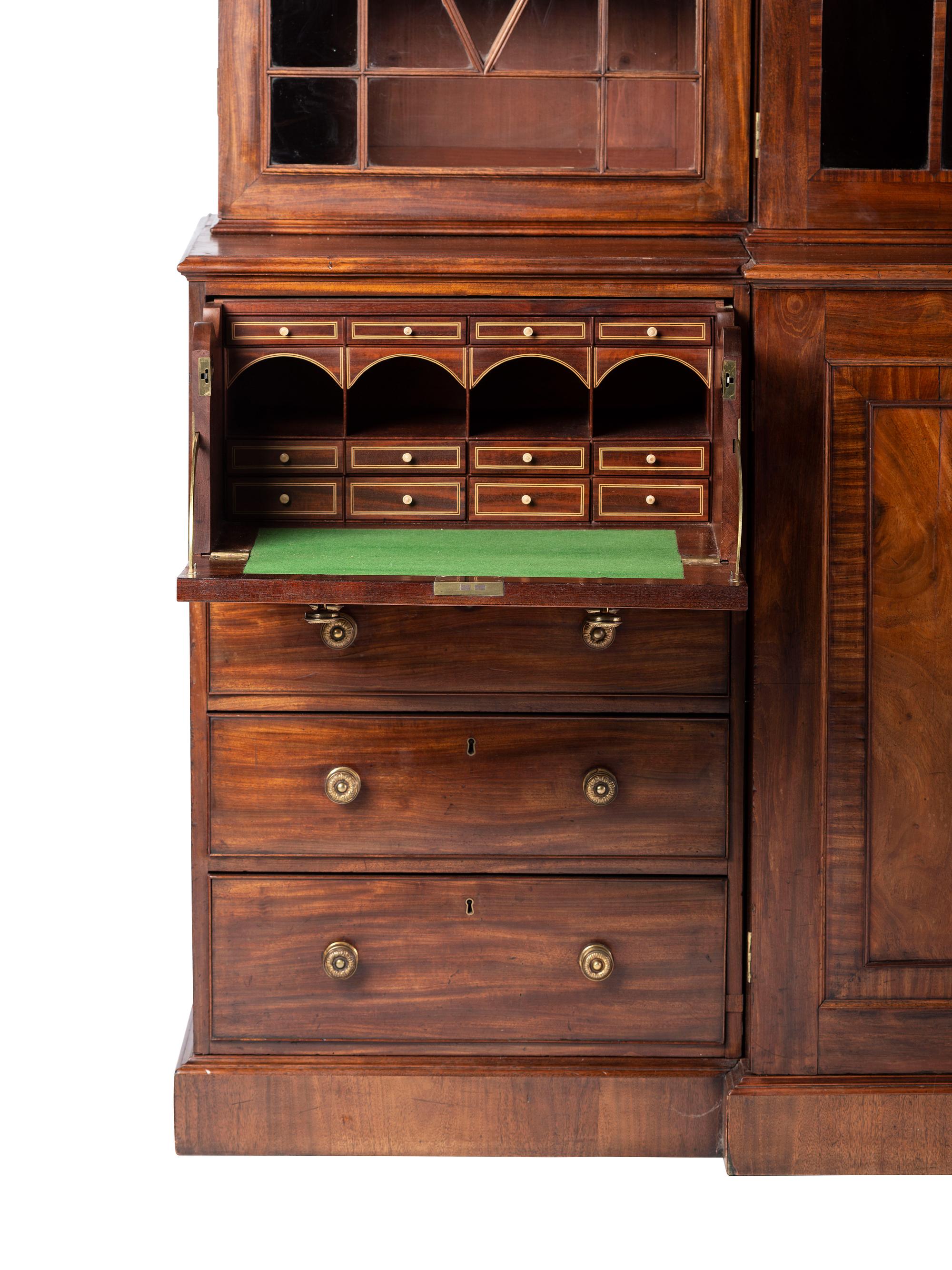 An English Mahogany Breakfront Bookcase