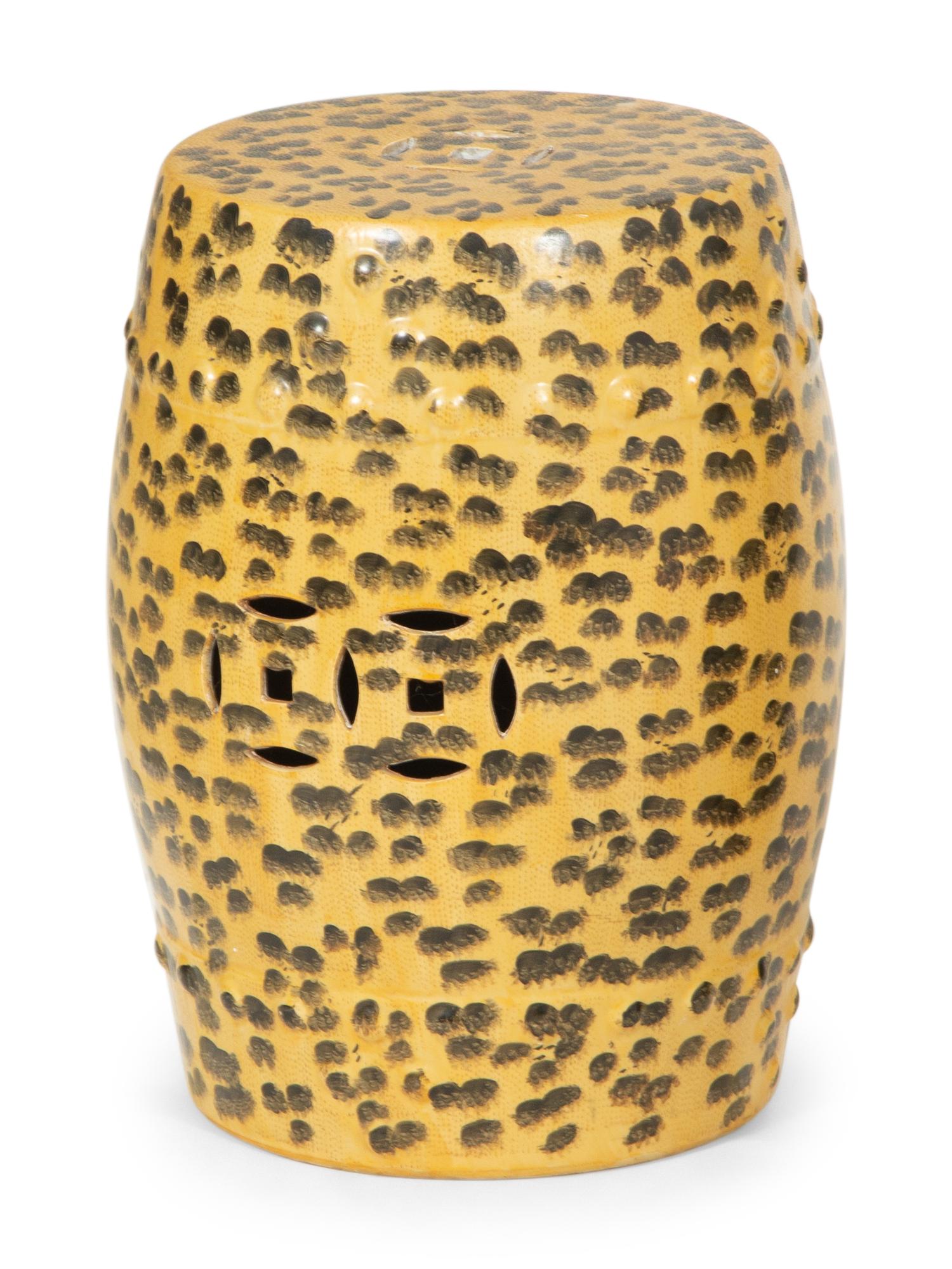 Four Leopard Print Glazed Ceramic Garden Seats