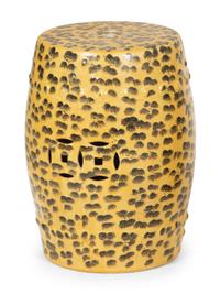 Four Leopard Print Glazed Ceramic Garden Seats