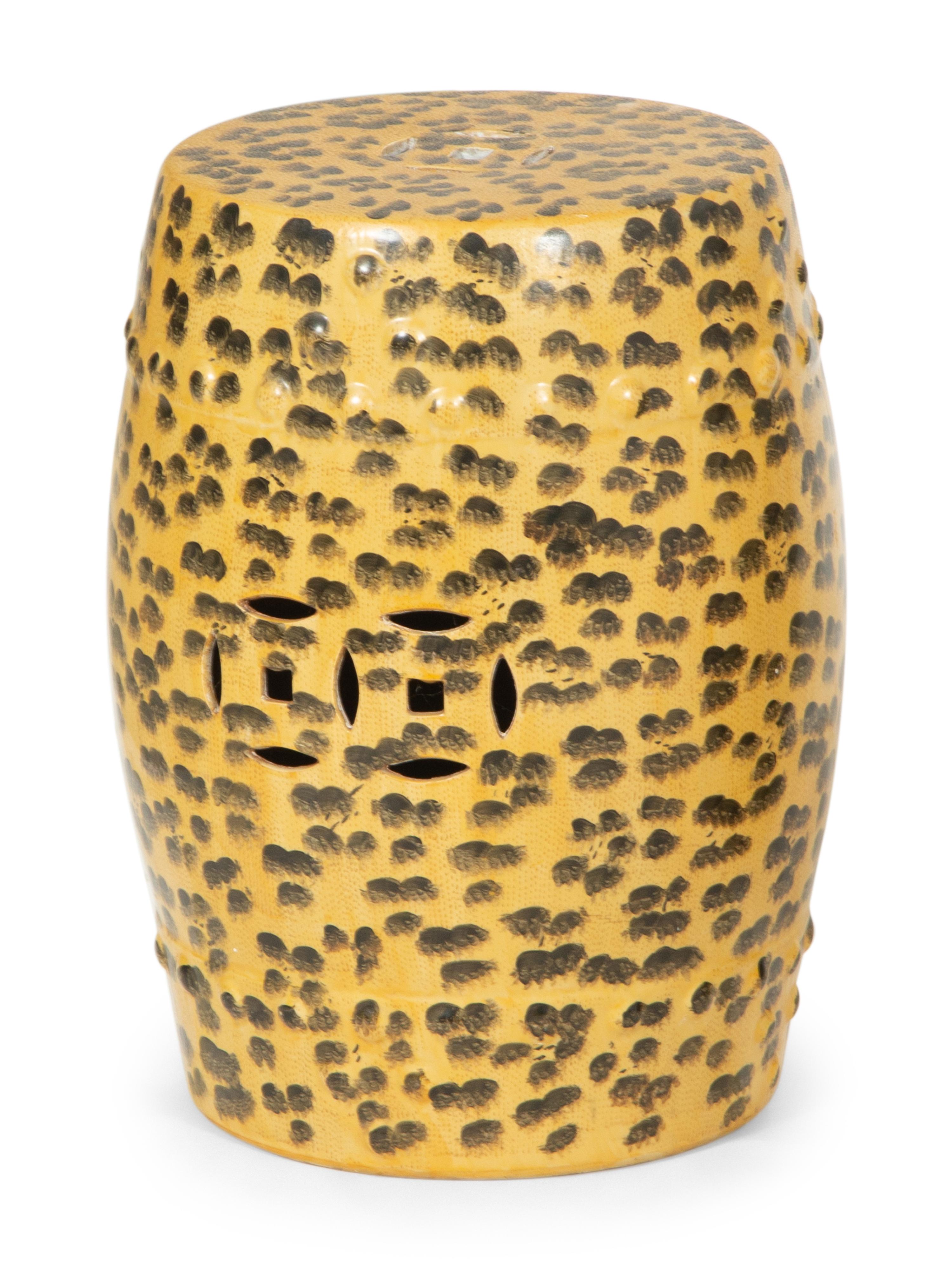 Four Leopard Print Glazed Ceramic Garden Seats