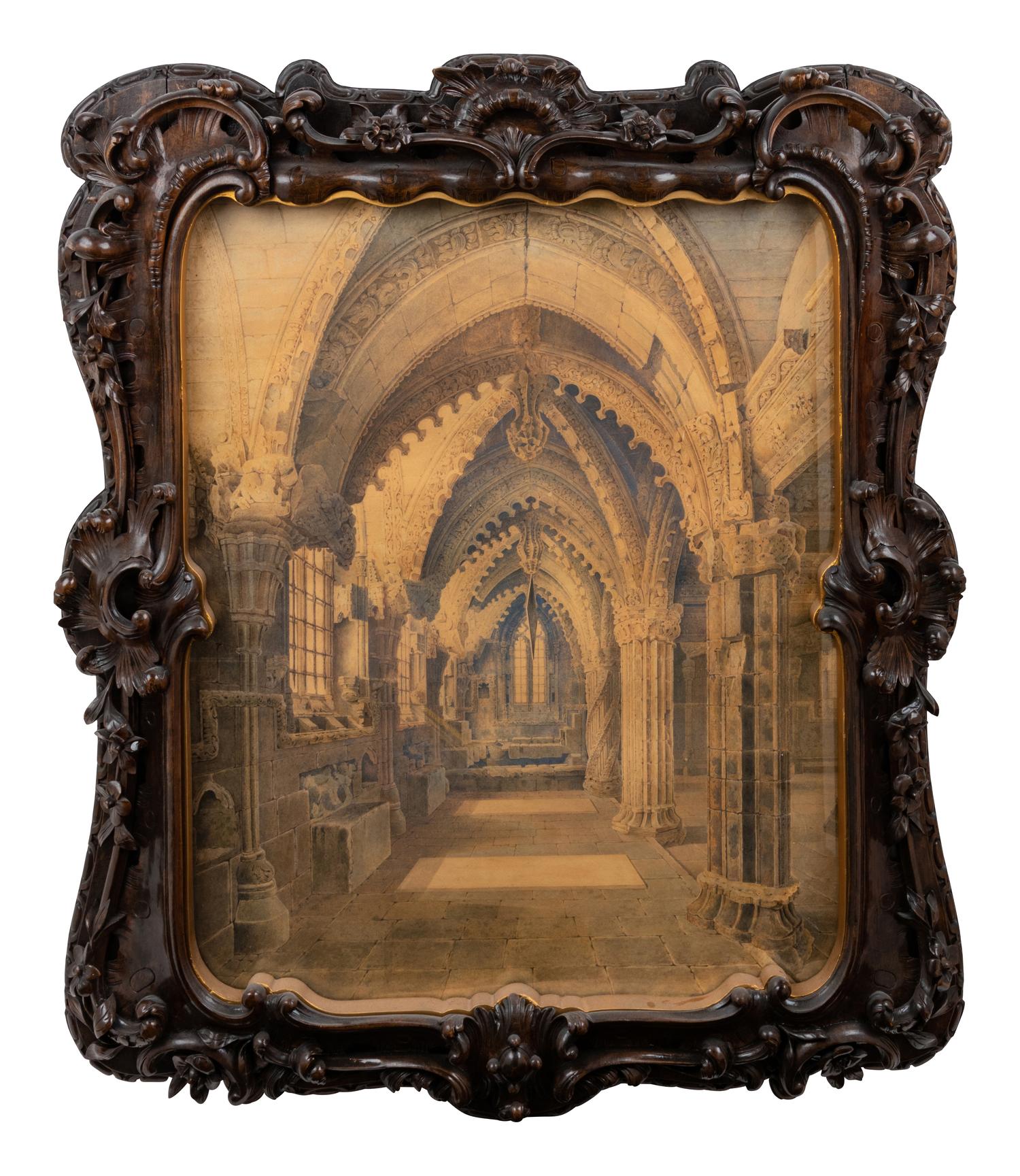 A Pair of Rococo Style Carved Walnut Frames