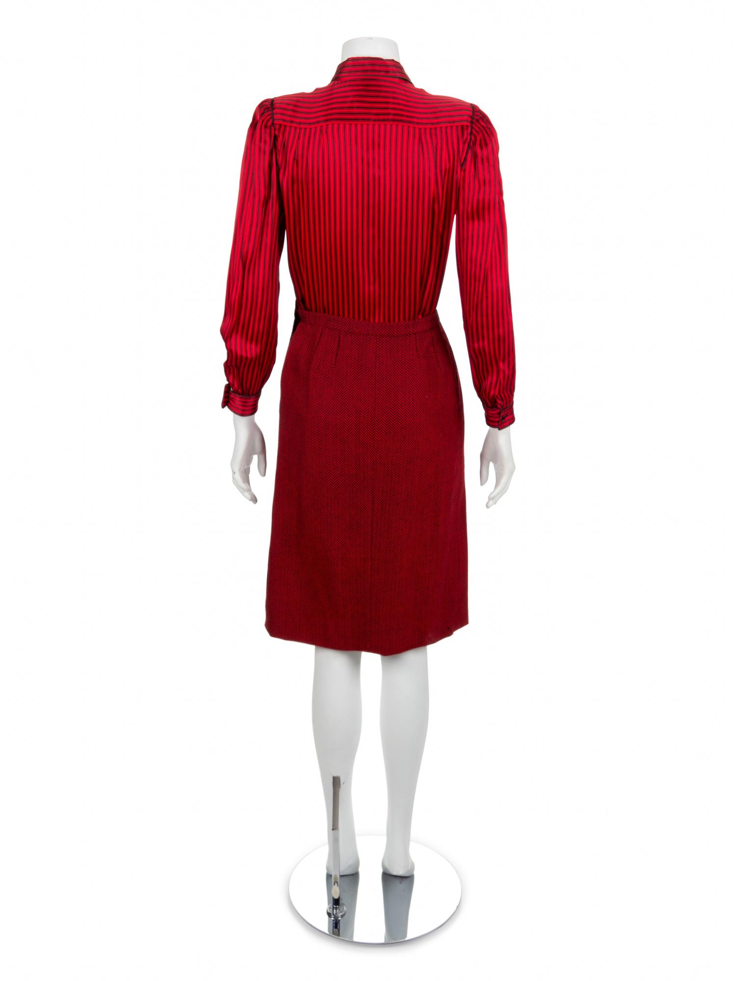 A Nina Ricci Red Tweed Wool Skirt Suit, 1980s