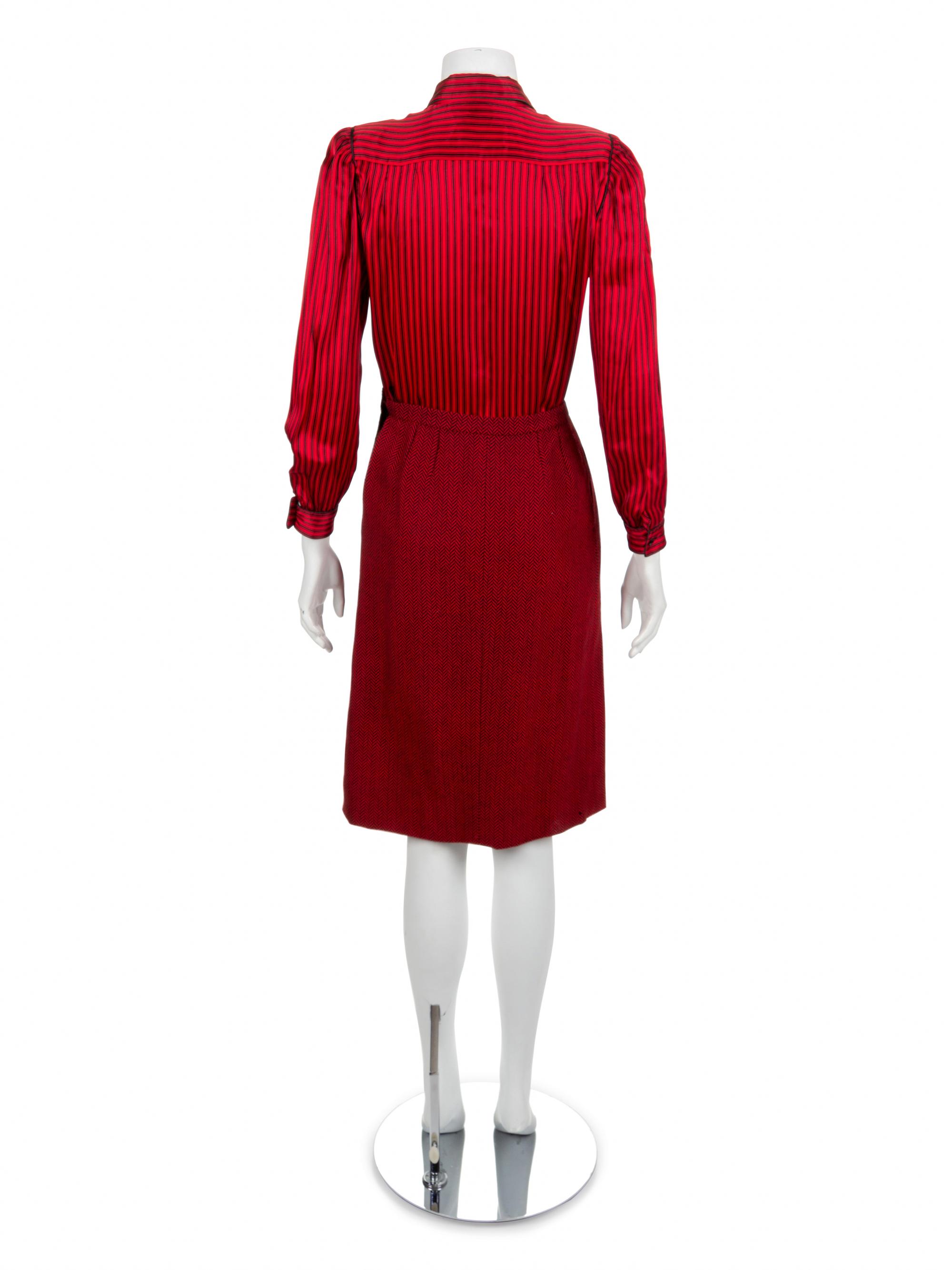 A Nina Ricci Red Tweed Wool Skirt Suit, 1980s