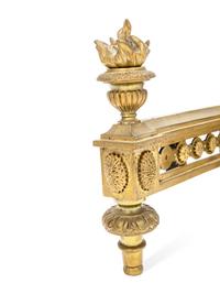 A Pair of French Gilt and Patinated Bronze Figural Chenets