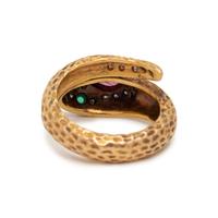 YELLOW GOLD, GEMSTONE AND DIAMOND SNAKE RING