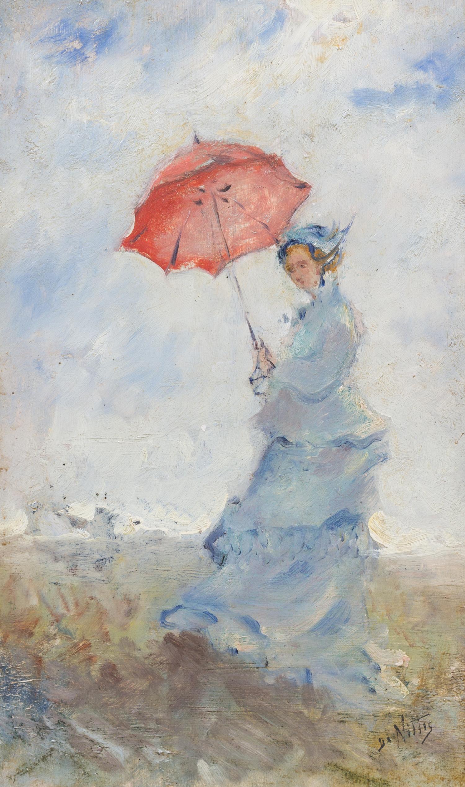 Guiseppe de Nittis, (Italian, 1846-1889), Girl with Parasol