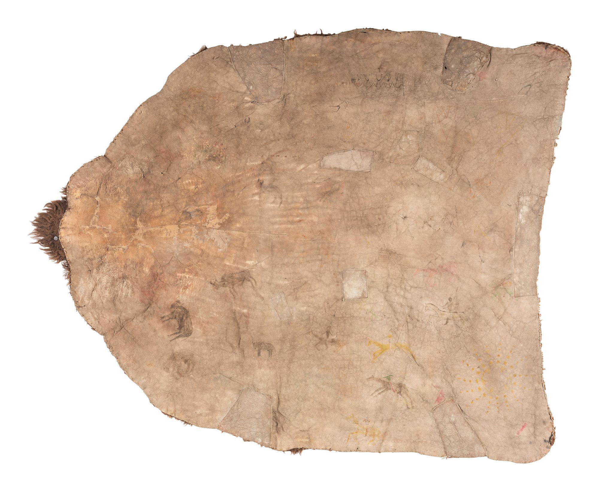 Northern Plains Painted Buffalo Hide Robe