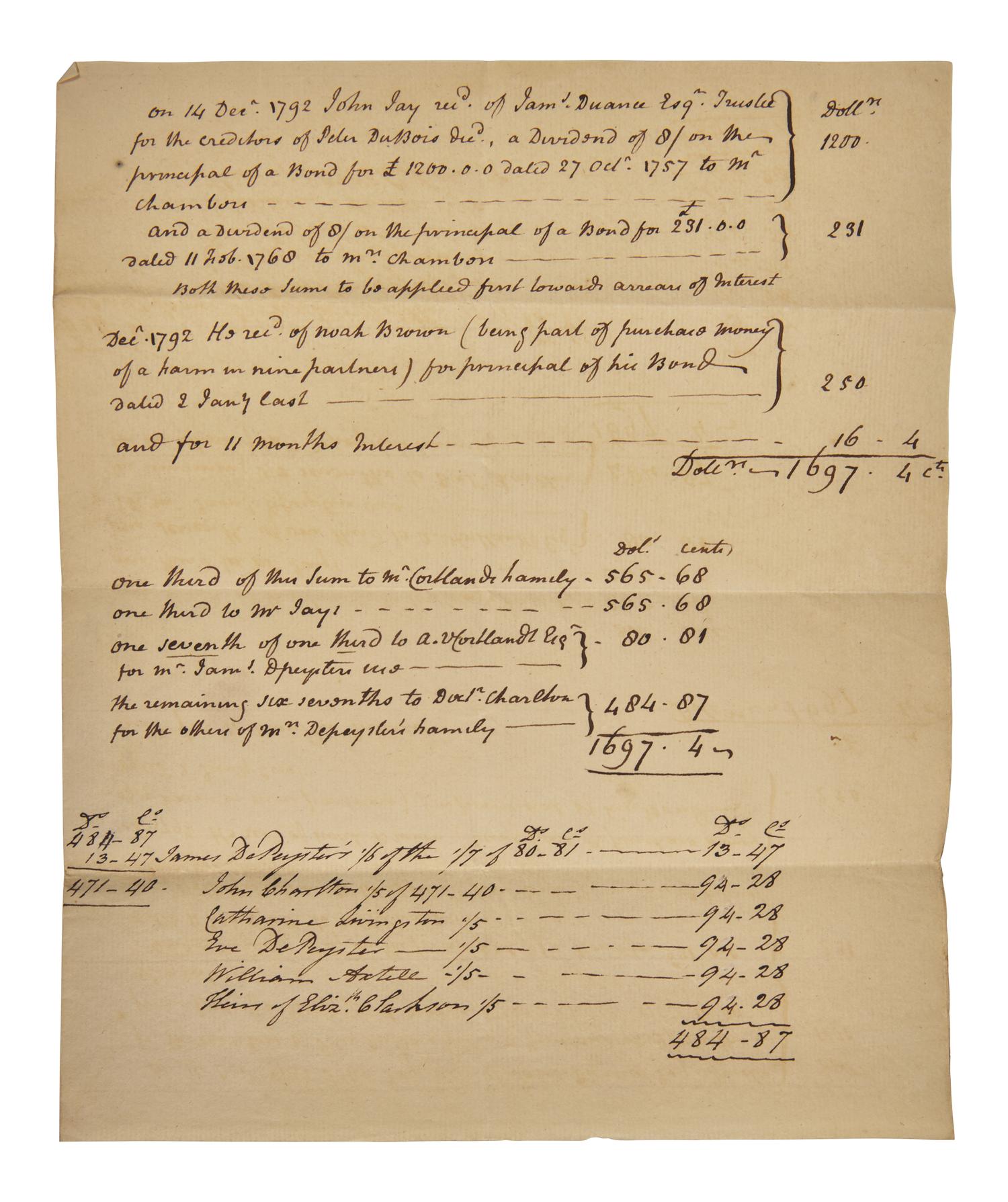[Americana] Jay, John. Group of 2 Autograph Documents