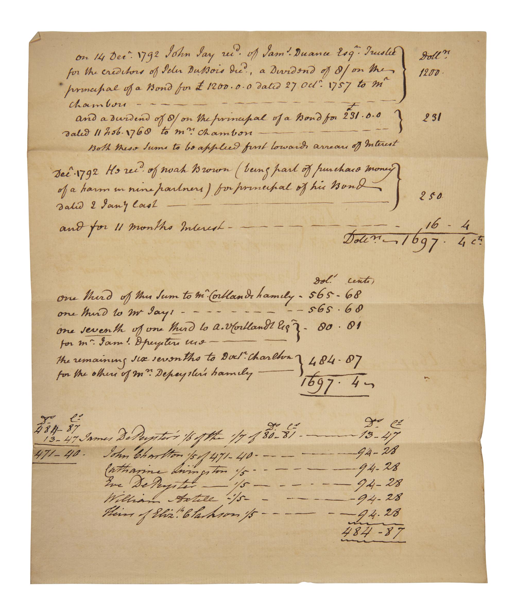 [Americana] Jay, John. Group of 2 Autograph Documents