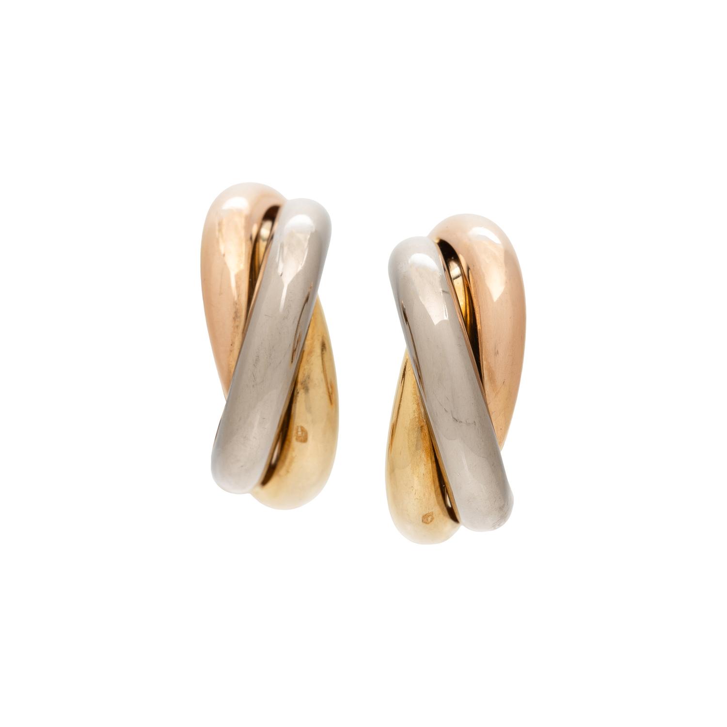 CARTIER, TRICOLOR GOLD 'TRINITY' EARRINGS