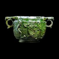 A Roman Green Lead-Glazed Skyphos