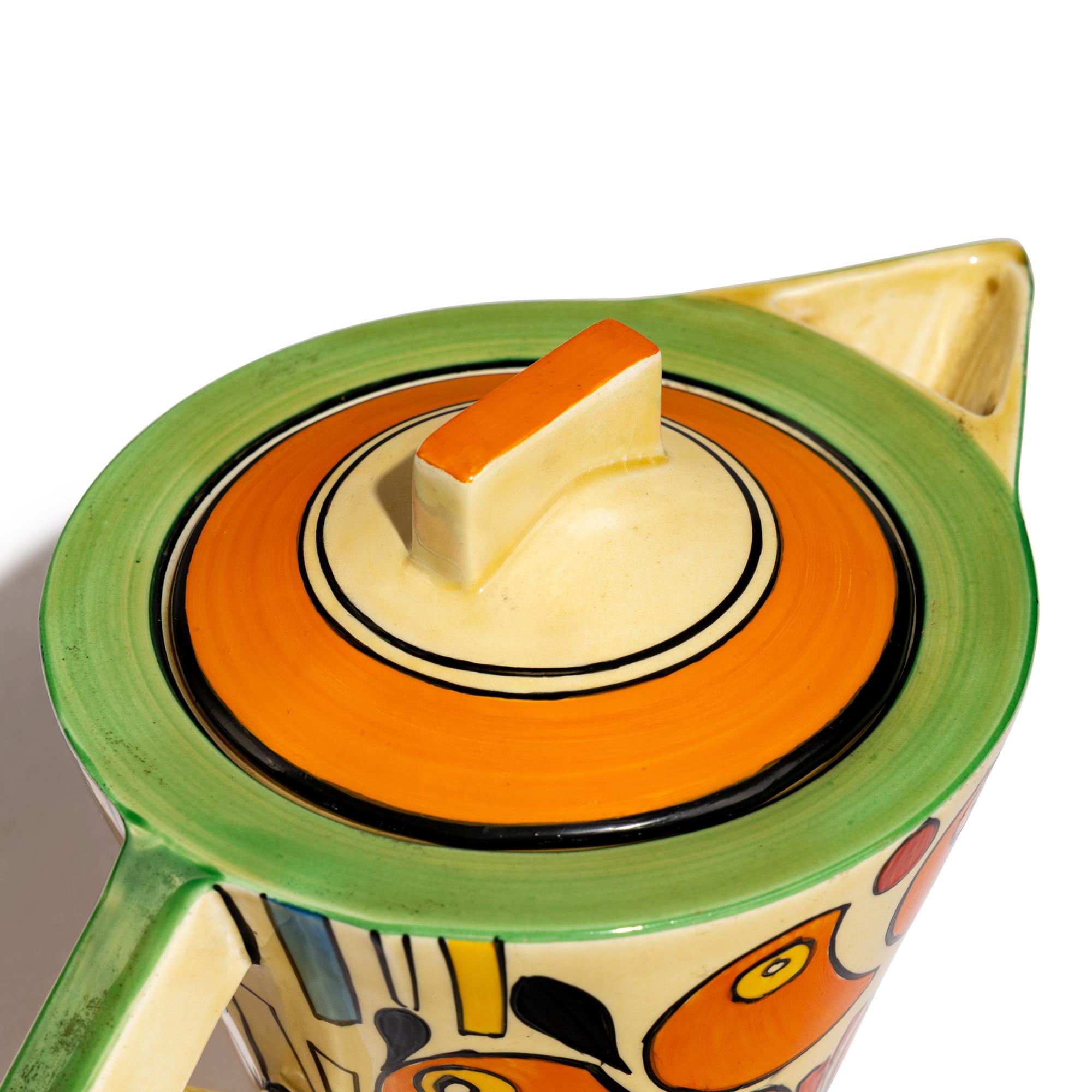 Orange Battle pattern Conical Teapot, c. 1929