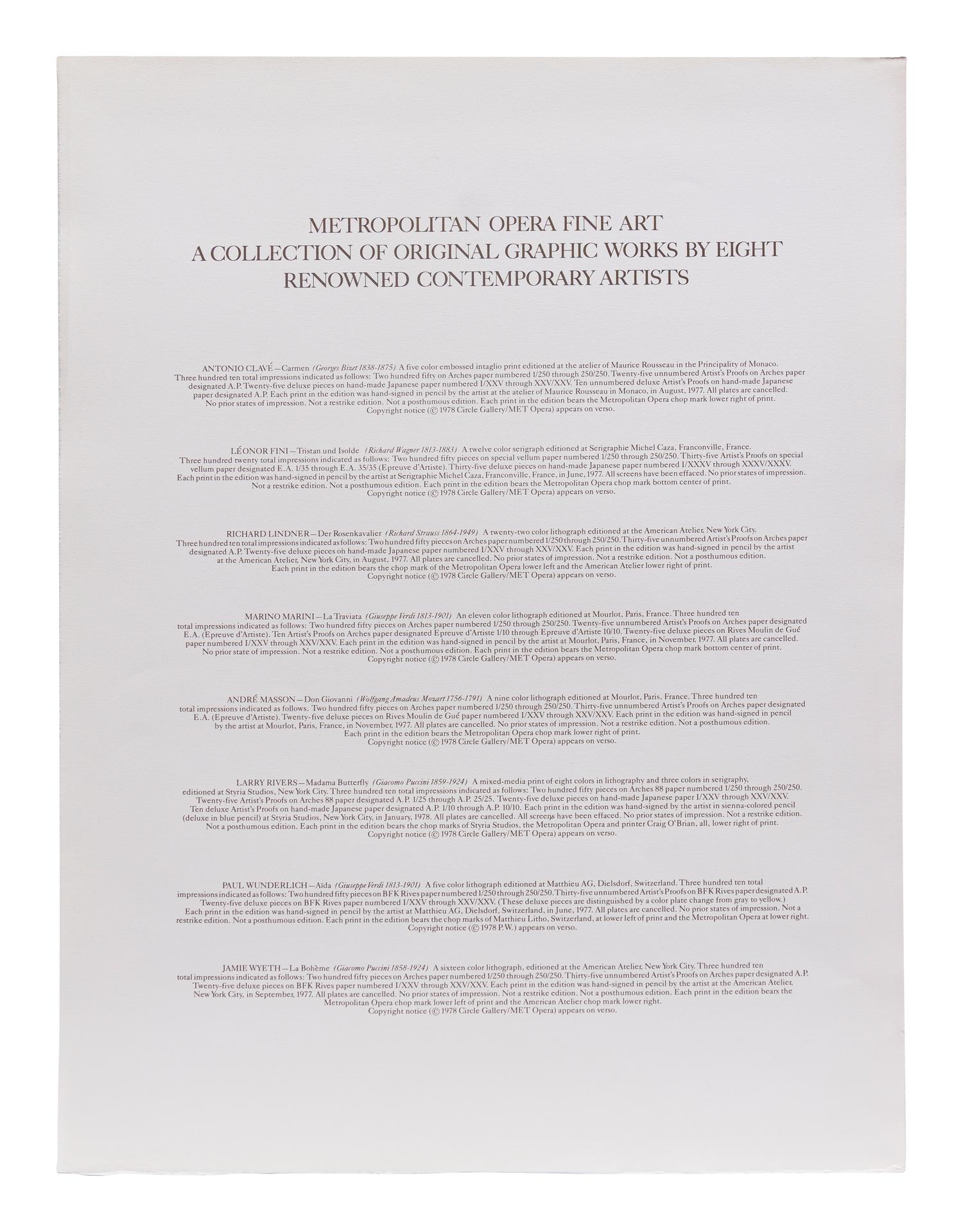 Metropolitan Opera Fine Art, the complete portfolio with the original linen folio case
