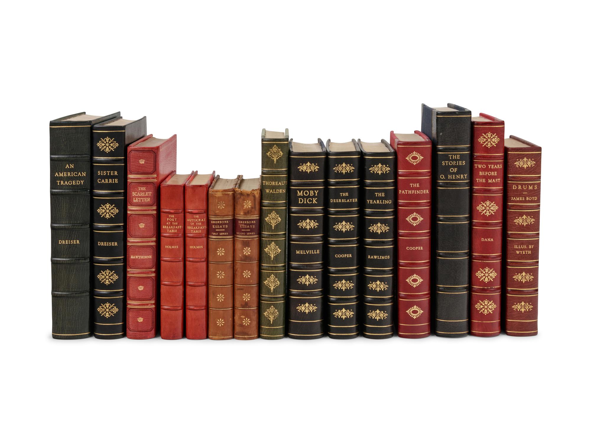 [BINDINGS – AMERICAN LITERATURE]. A group of 14 works in 15 volumes, including: