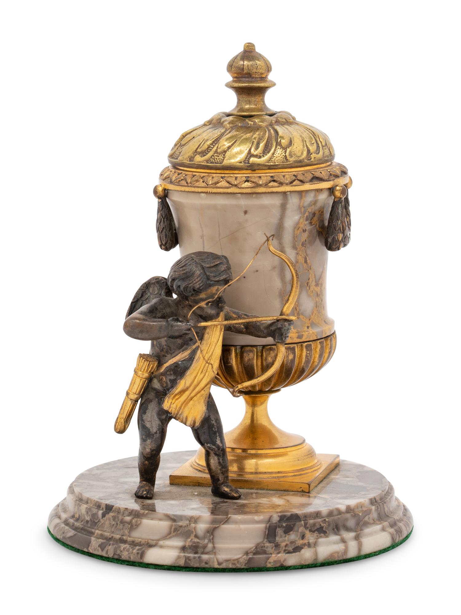 A French Gilt Bronze Mounted Marble Inkwell