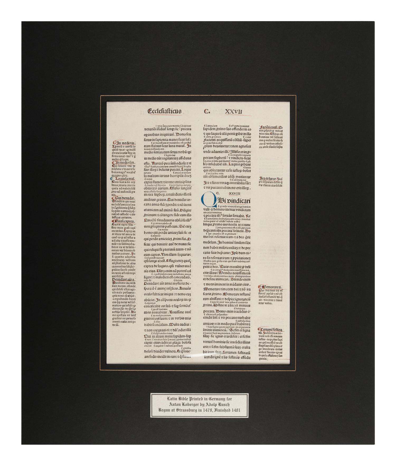 [BIBLE LEAVES - LATIN]. A group of 5 Bible leaves in Latin, comprising: