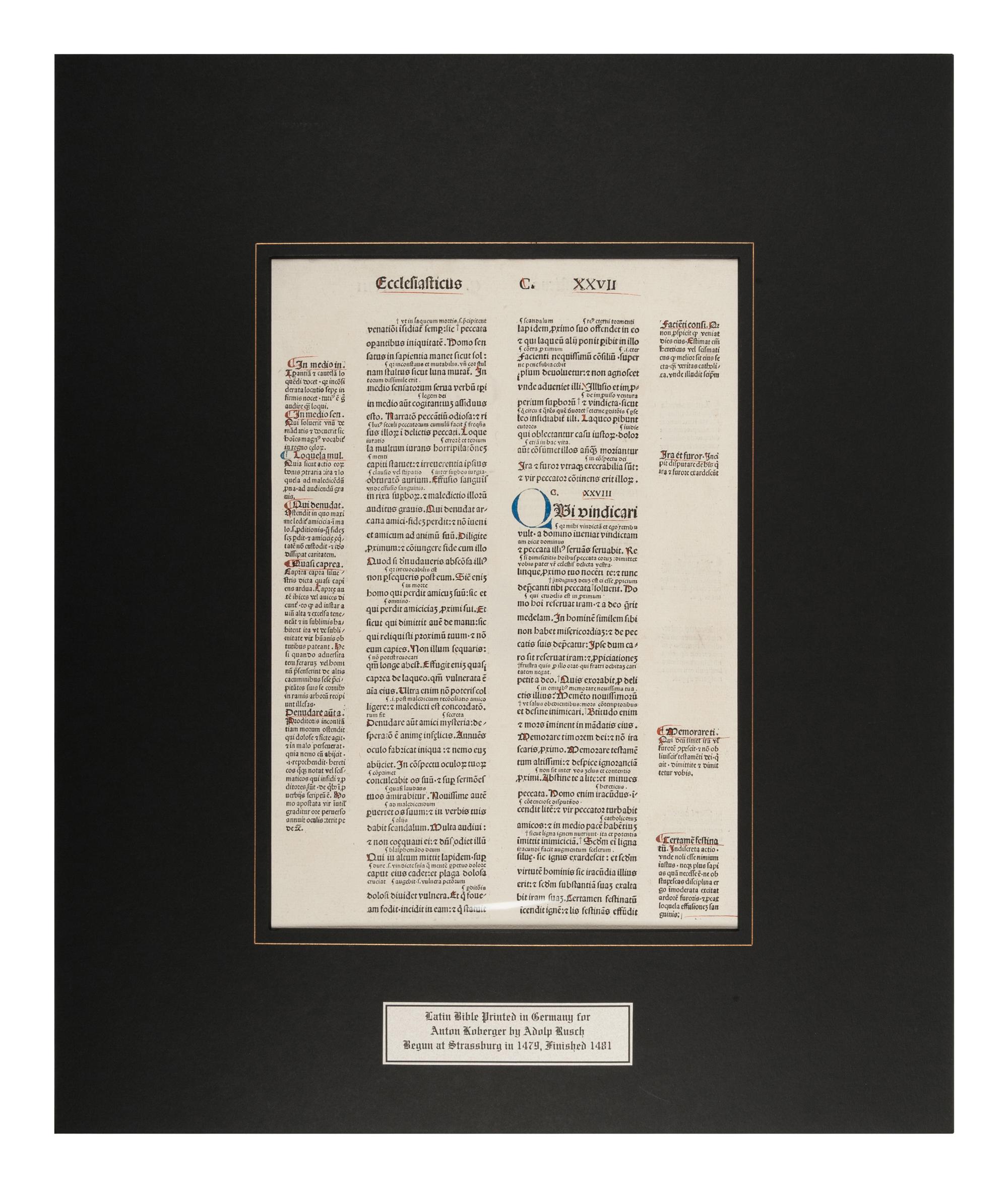 [BIBLE LEAVES - LATIN]. A group of 5 Bible leaves in Latin, comprising: