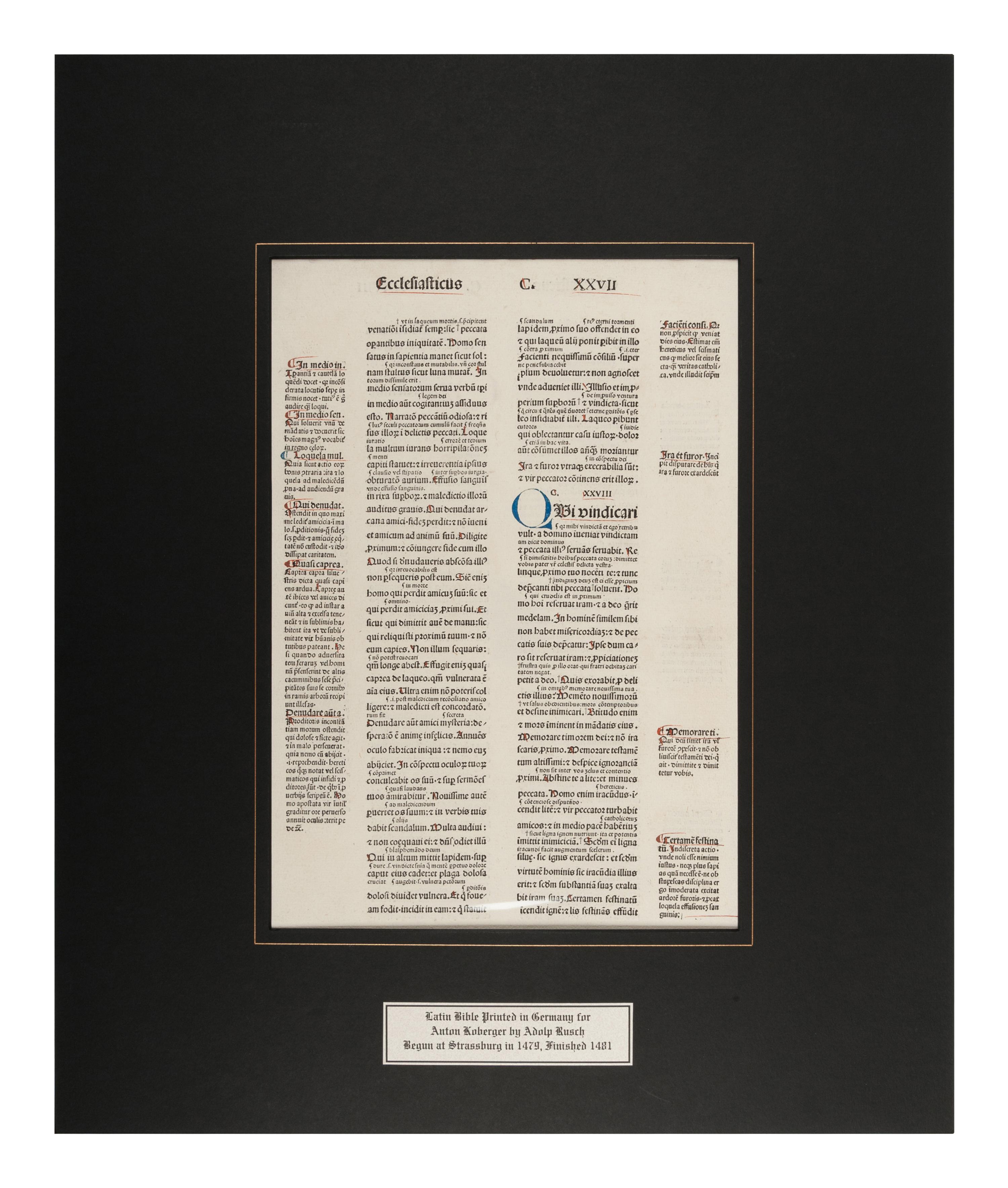 [BIBLE LEAVES - LATIN]. A group of 5 Bible leaves in Latin, comprising: