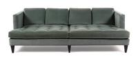 A Velvet Upholstered Sofa, Room & Board Width 98 inches.