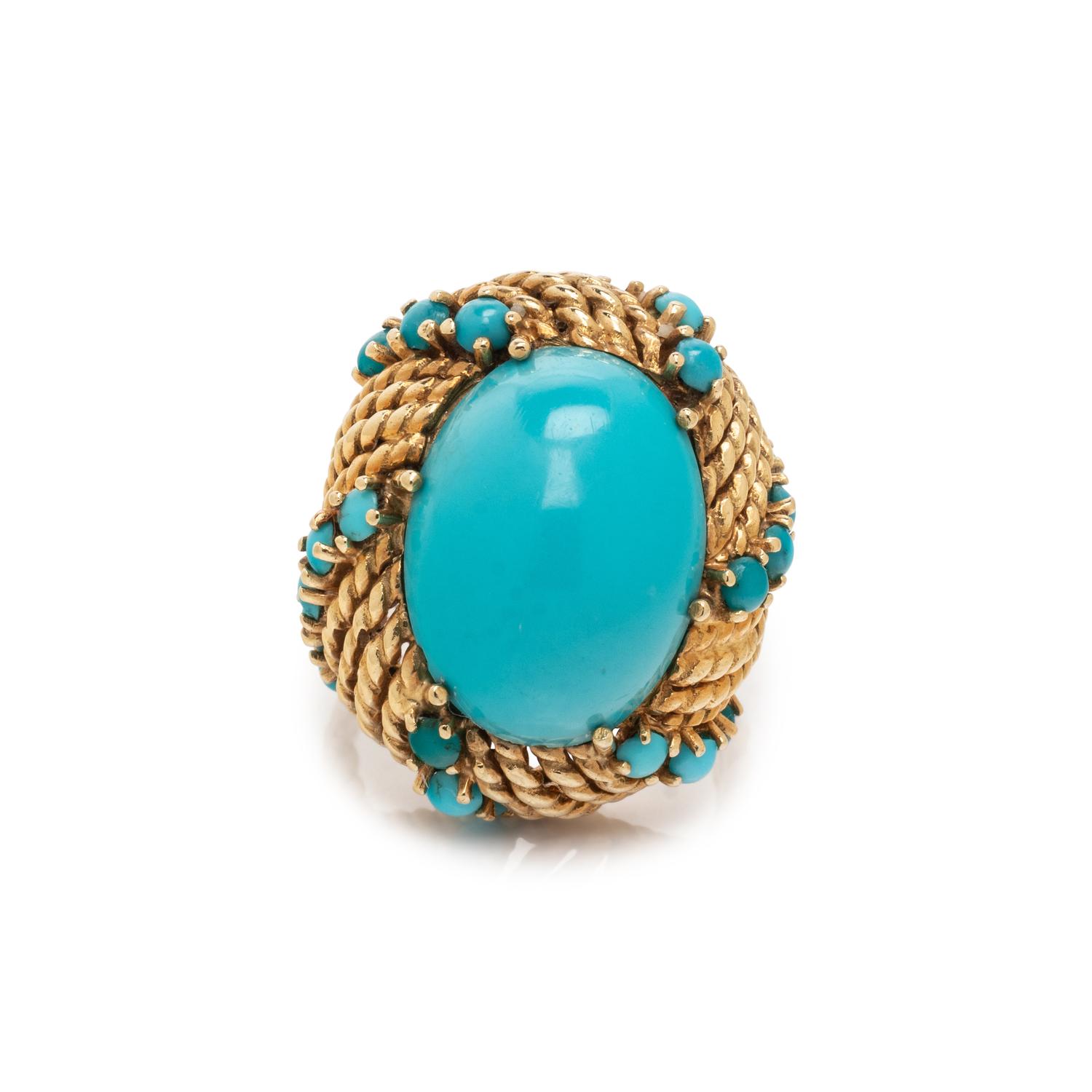SYNTHETIC TURQUOISE AND TURQUOISE RING