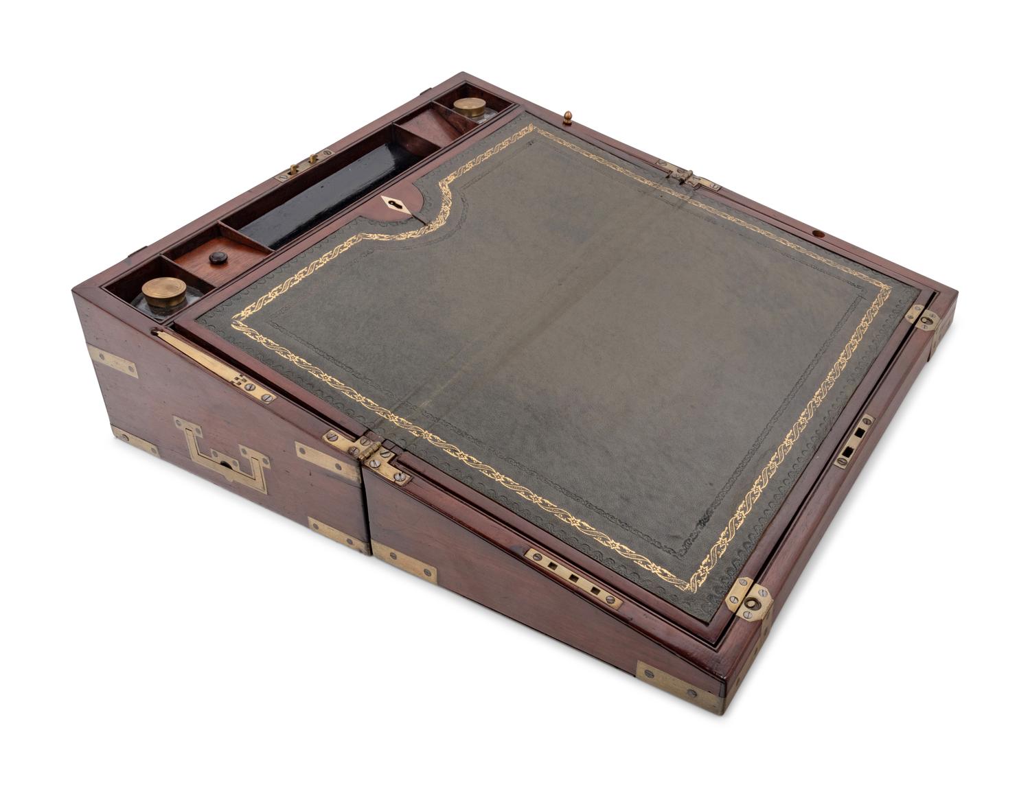 A Regency Brass-Inlaid Mahogany Writing and Reading Slope