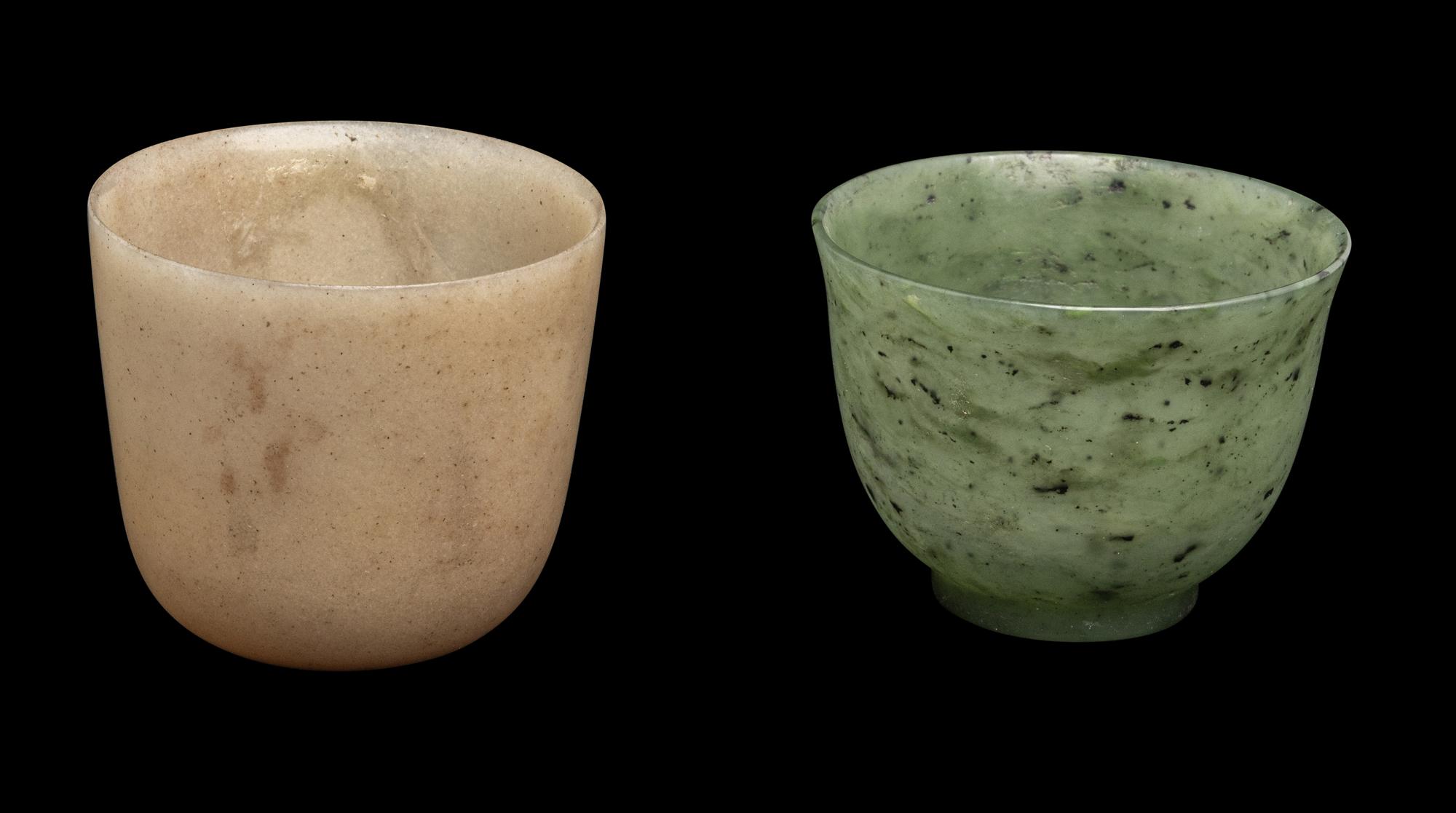 Two Chinese Jade Wine Cups
