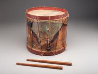 [MILITARIA]. Pre-Civil War painted drum with pair of maple sticks. Manufactured by John Ashton & Co., Boston, MA, ca 1840-1860.