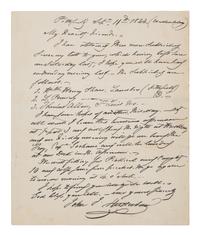 AUDUBON, John James (1785-1851). Autograph letter signed ("John J. Audubon") to his son Victor. Pittsfield, [MA], 11 September 1844. One page, 4to (234 x 194 mm), with integral leaf addressed in holograph. Some minor pale spotting, remnants of previous mounting at corners on verso, mailing folds.