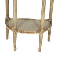 A Louis XVI Style Grey-Painted Demilune Marble-Top Console Table