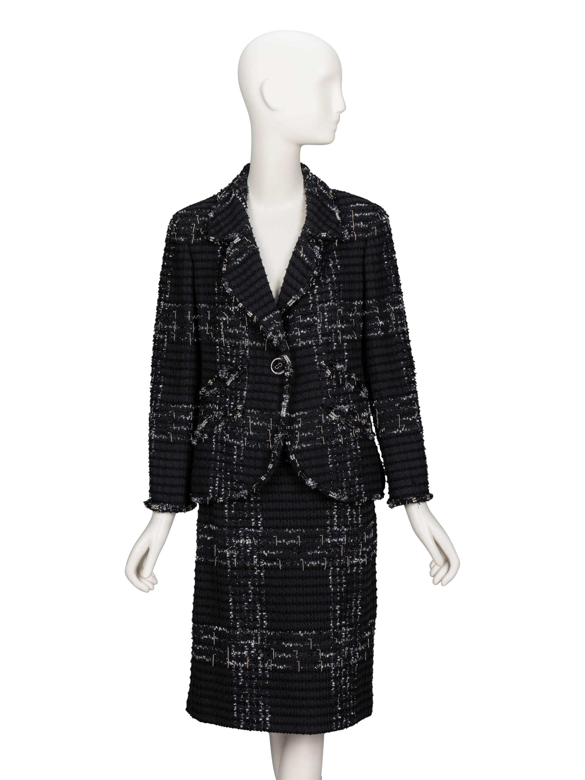 Chanel, Black & Silver Tweed Skirt Suit
