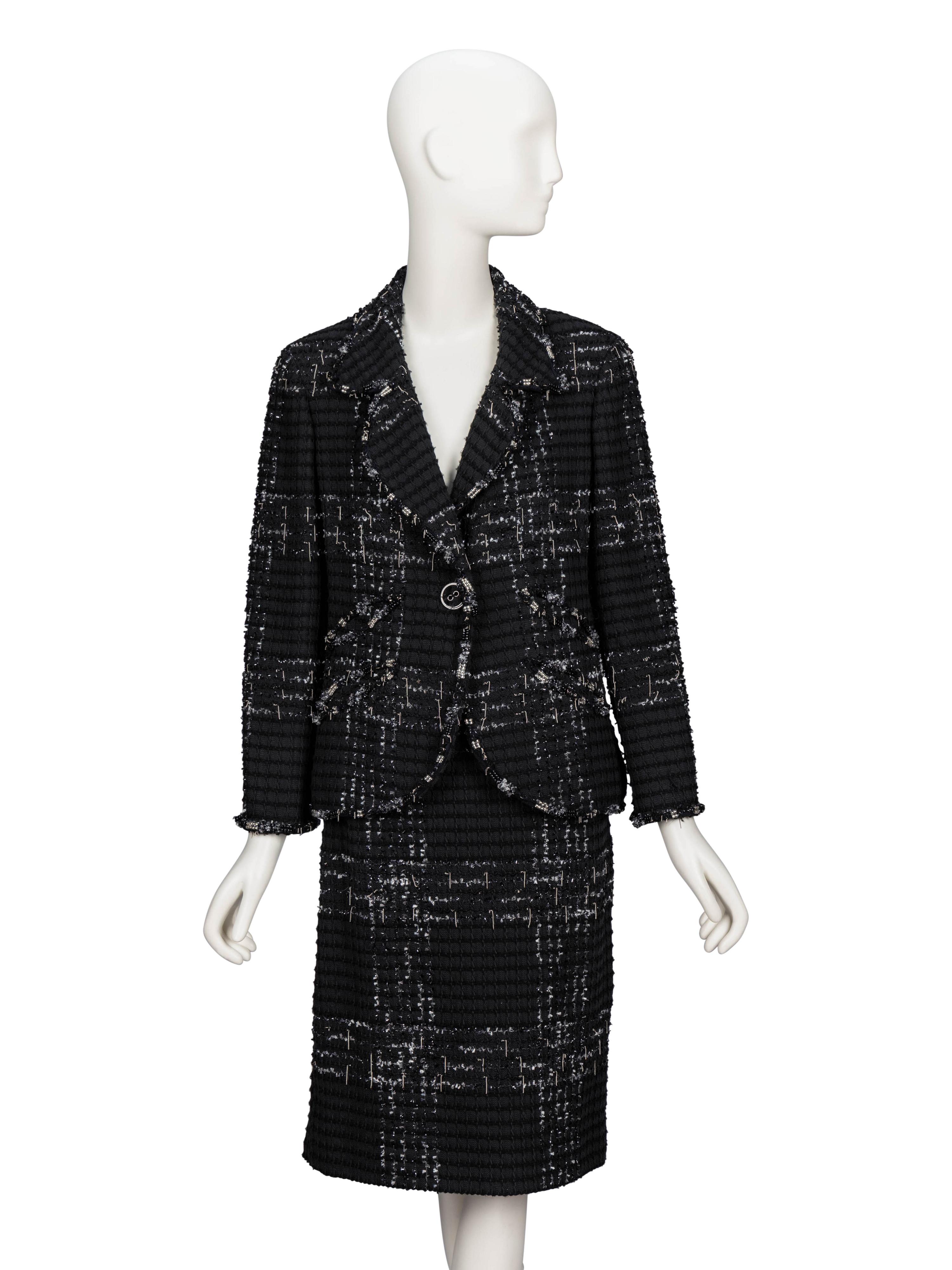 Chanel, Black & Silver Tweed Skirt Suit